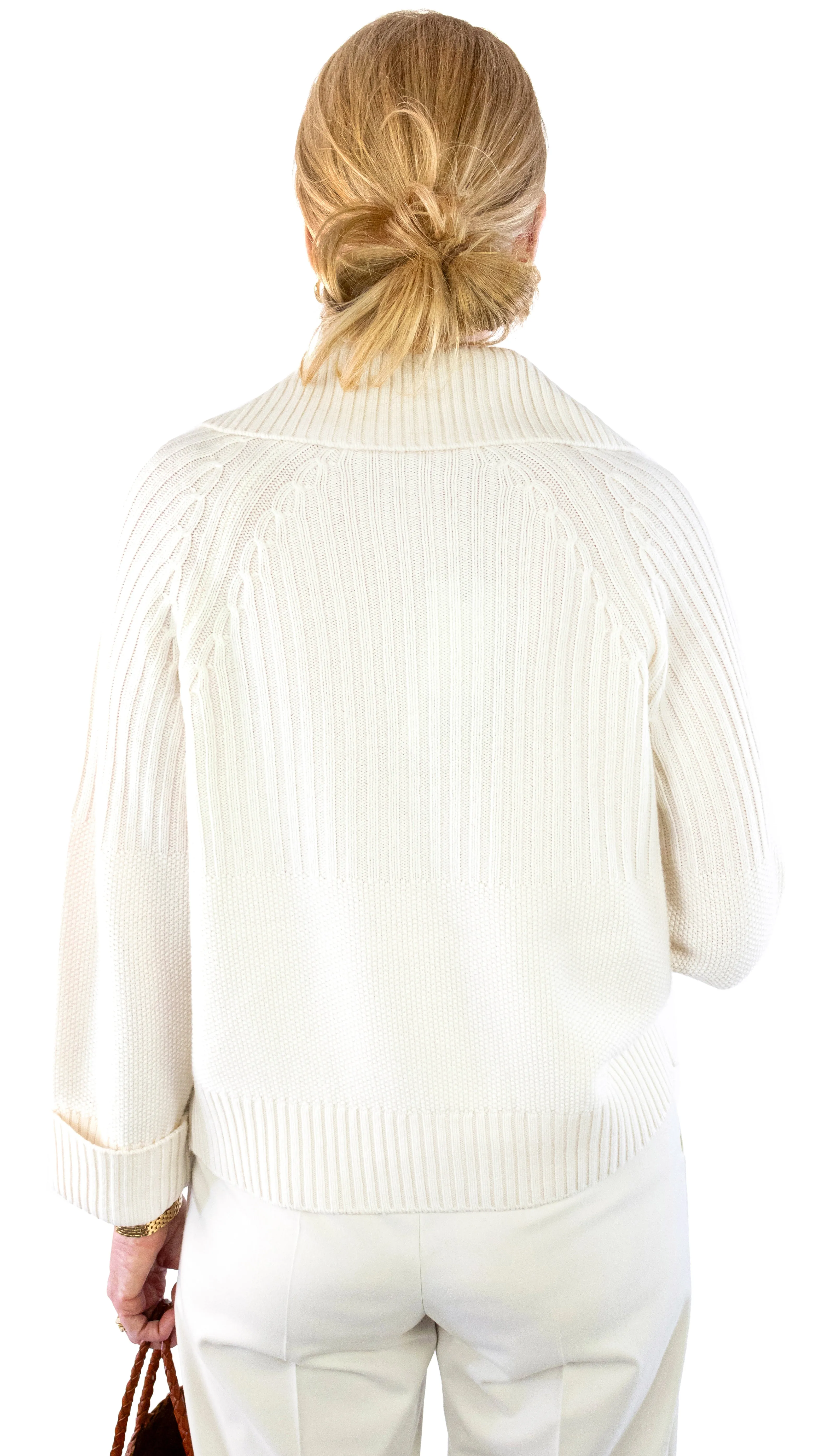 Polo-Style Raglan Sweater - Latte