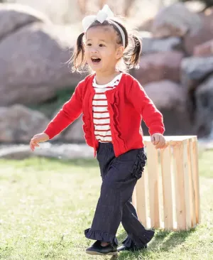 Ruffled Cardigan - Red