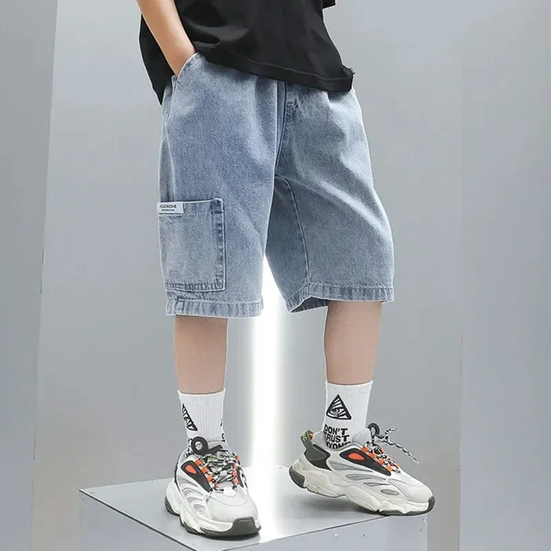 Thin Style Fashionable Five-point Pants Trendy Kids Clothes Casual Capris Summer Boys Jeans Shorts 2024 New