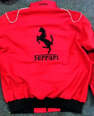 Vintage Inspired Ferrari Racing Jackets Red and Black 25 Pcs