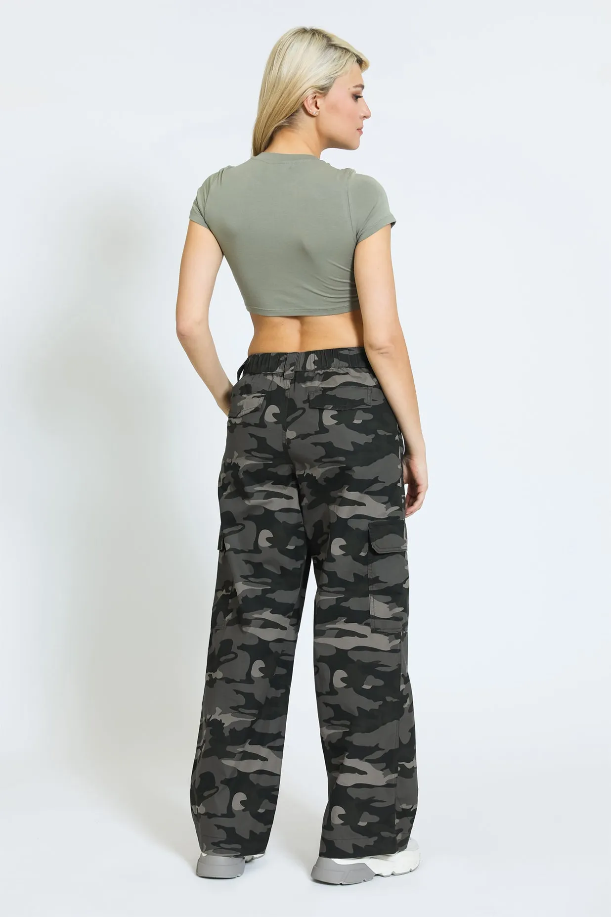 WIDE LEG Cargo Pant - OLIVE CAMO