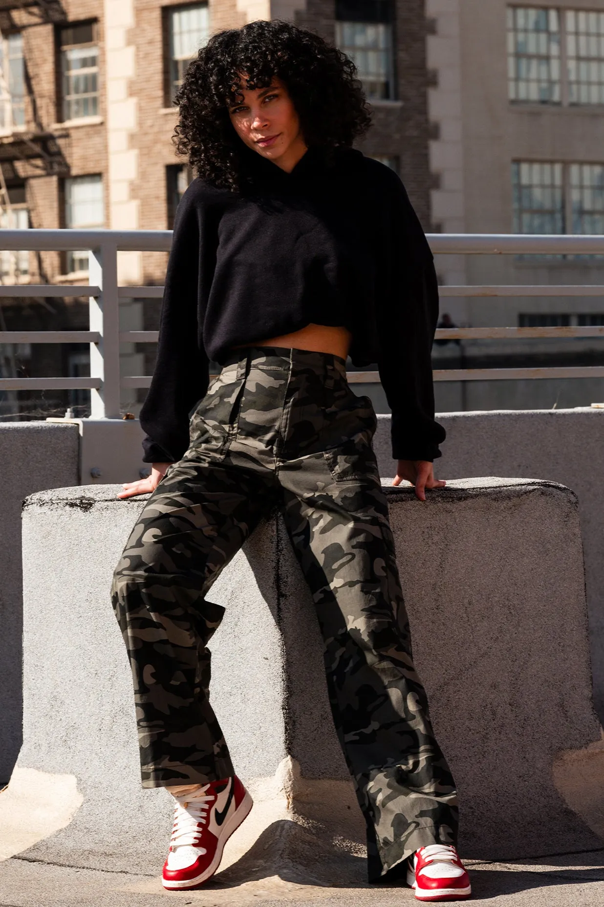 WIDE LEG Cargo Pant - OLIVE CAMO