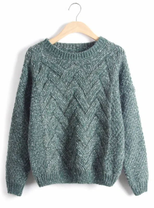 Women Sweaters And Pullovers Korean Plaid Thick Knit Mohair Sweater