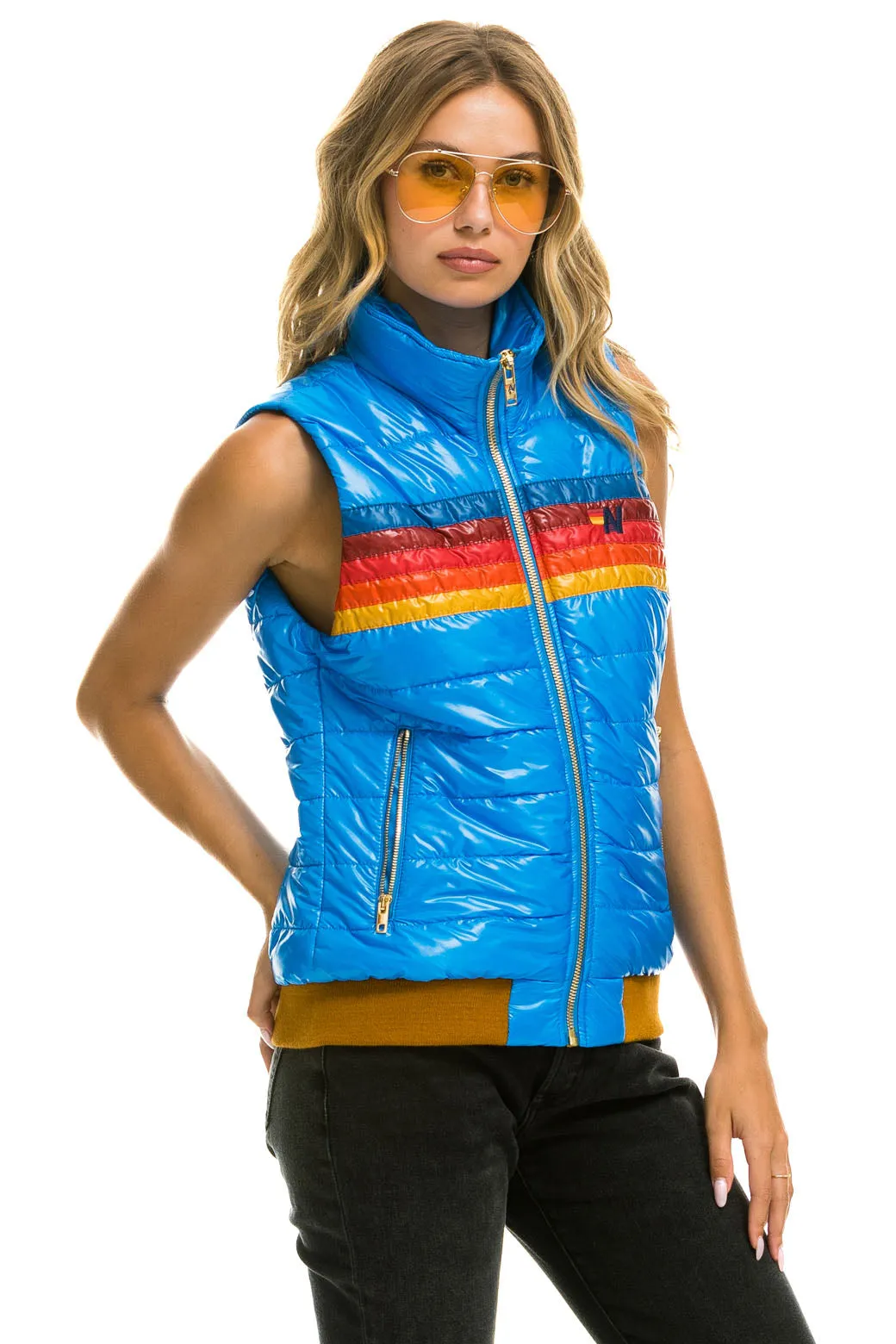 WOMEN'S 5 STRIPE VEST - GLOSSY BLUE CINA