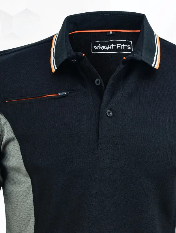 WrightFits Essential 2-Tone Men Work Polo T Shirt - EBG