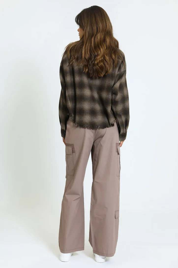 Zoe Wide Leg Cargo Pants - Java