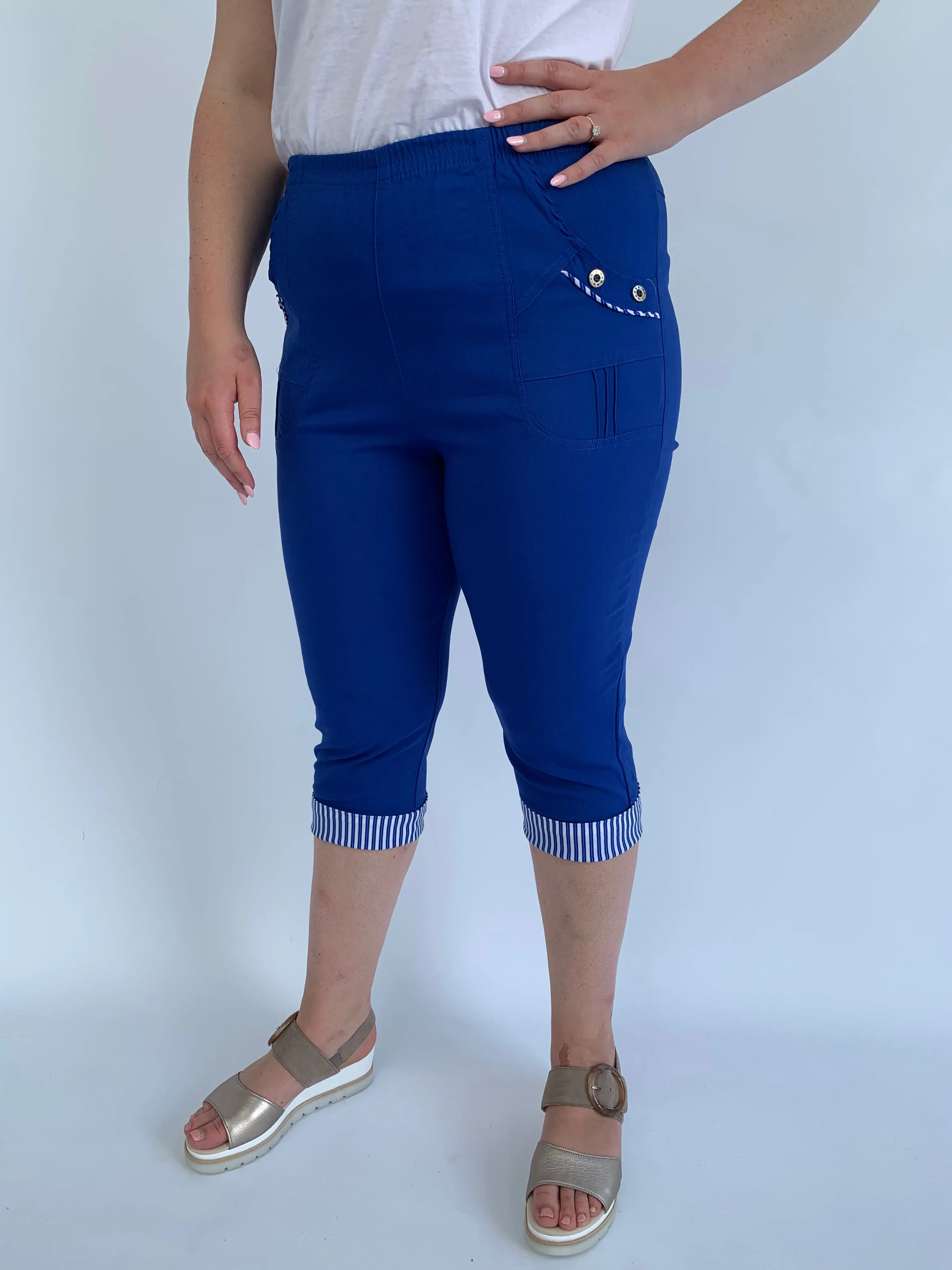 Zuri Striped Crops in Blue